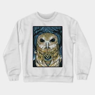 Owl Guardian of The Woods -Black Outlined Version Crewneck Sweatshirt